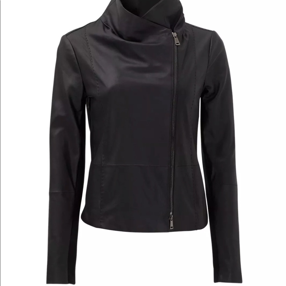 VINCE Paper Leather Scuba Jacket V176990178